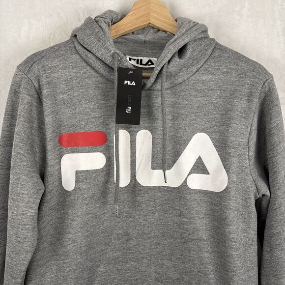 FILA Big Logo Hoodie Sweatshirt Pullover Gray Size Small NWT - Picture 2 of 6